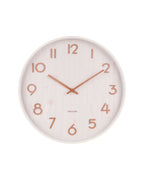 Karlsson wandklok Pure Large, wit lindehout, vooraanzicht