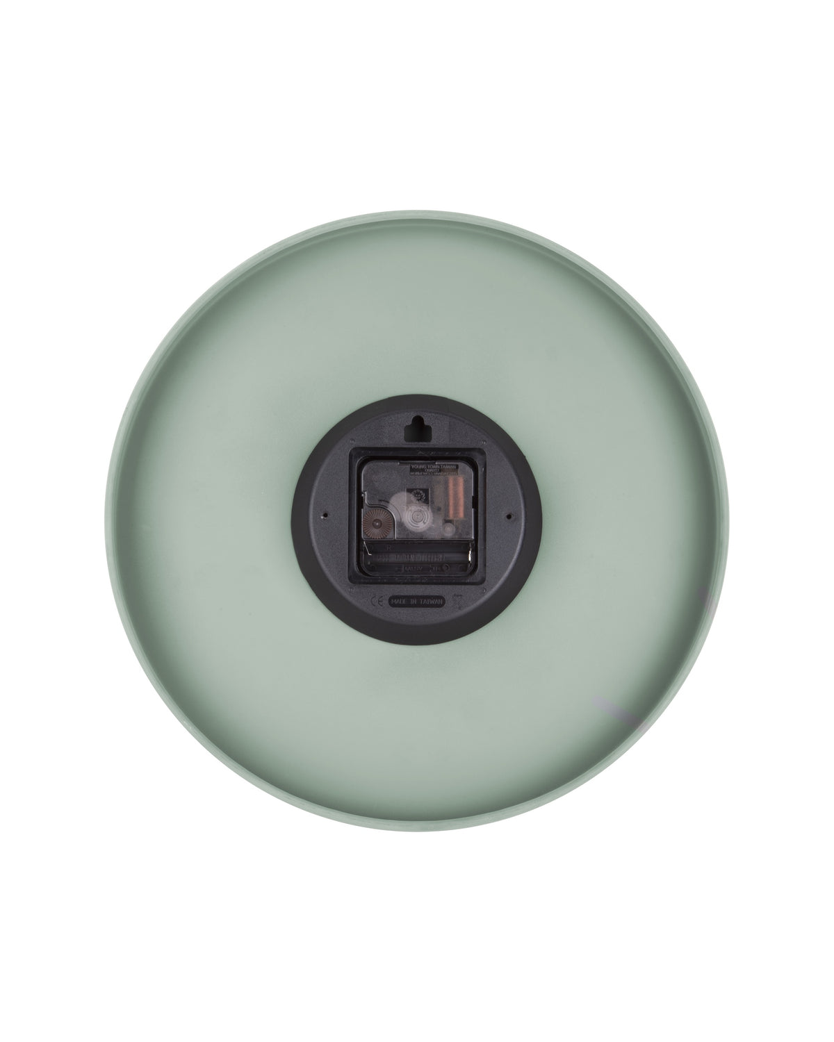 Karlsson wandklok Charm Small, groen, achterkant met batterijvak en ophangoog
