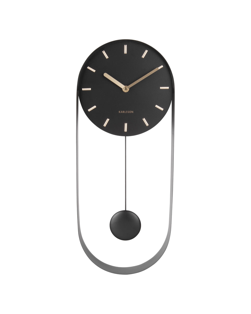 Karlsson wandklok Pendulum Charm, staal zwart, vooraanzicht