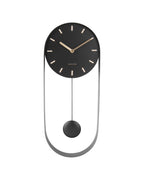 Karlsson wandklok Pendulum Charm, staal zwart, vooraanzicht