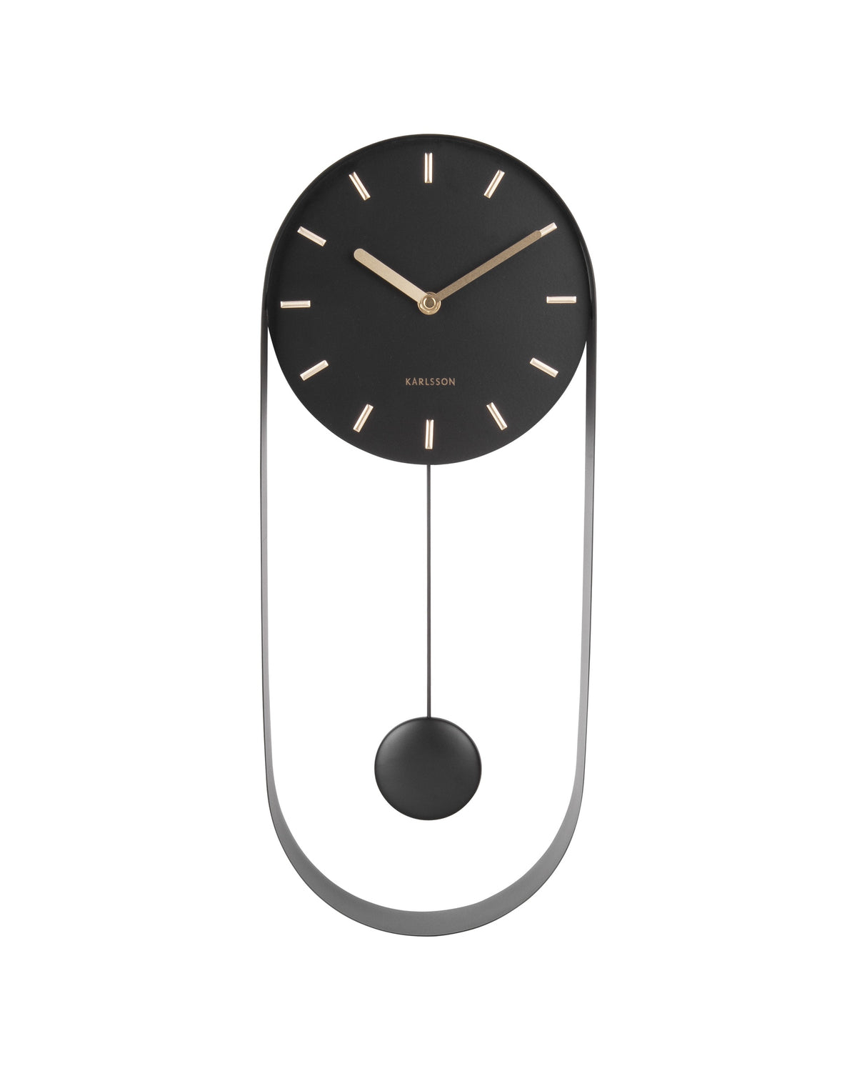 Karlsson wandklok Pendulum Charm, staal zwart, vooraanzicht