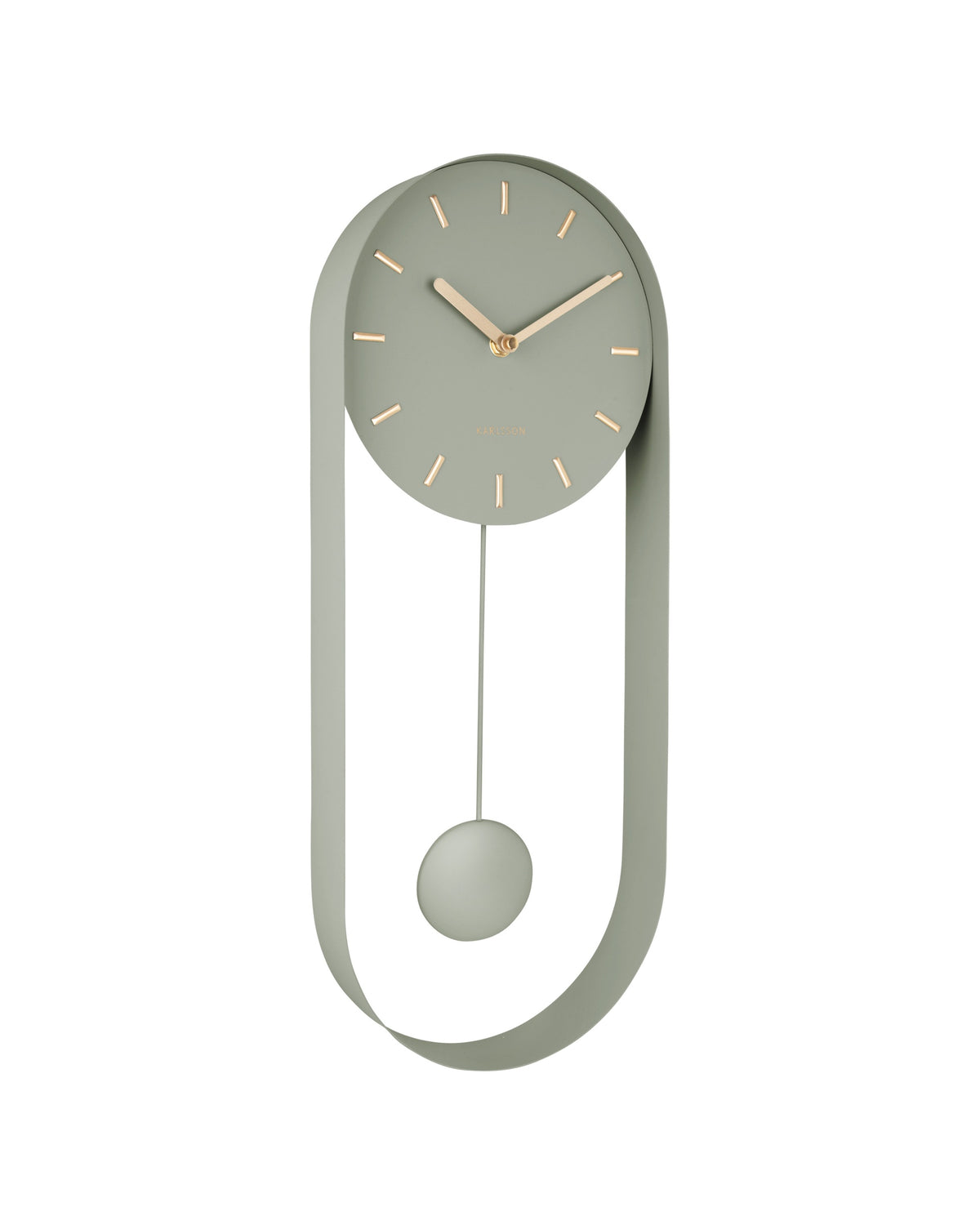 Karlsson wandklok Pendulum Charm, staal jungle groen, schuin vooraanzicht