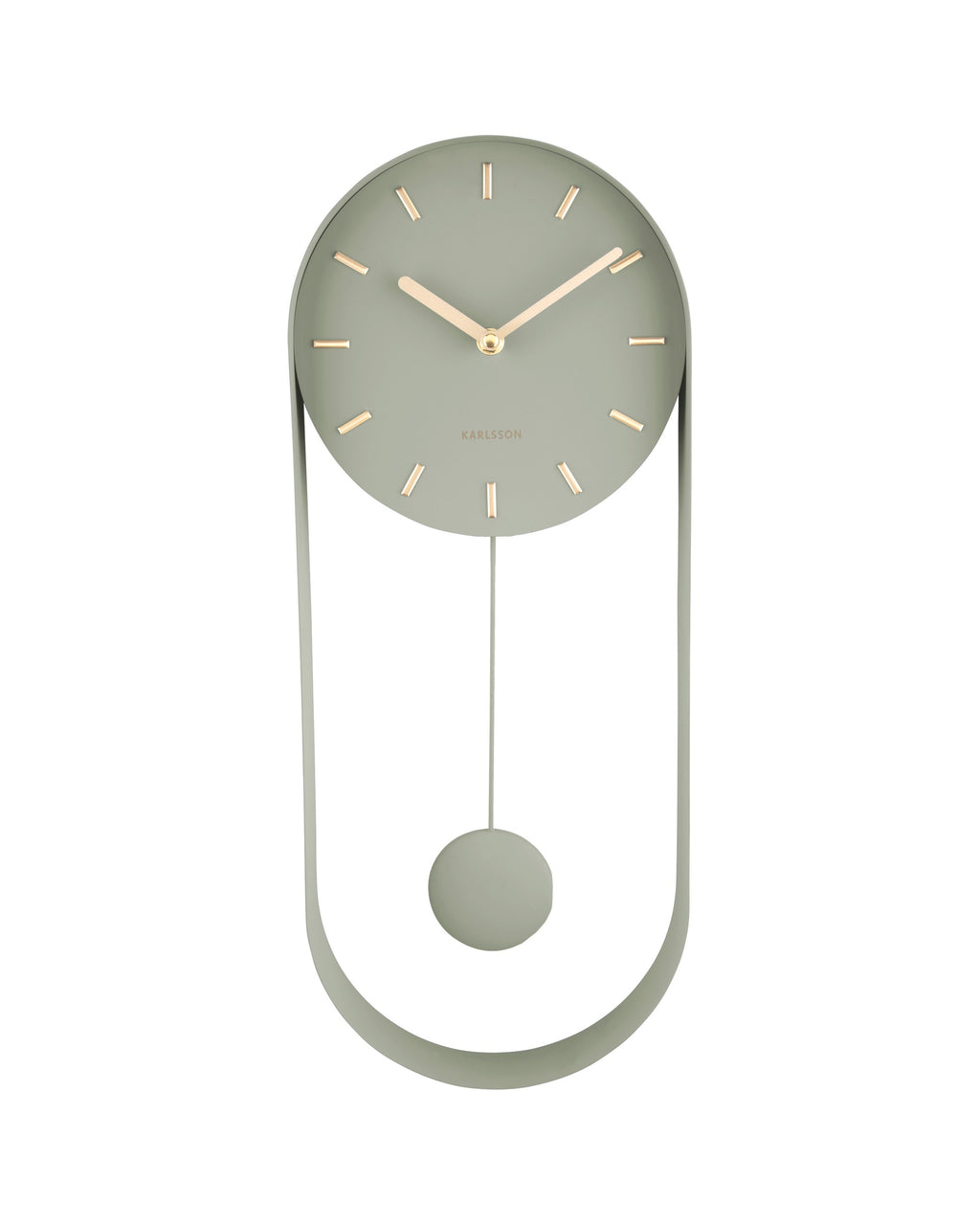 Karlsson wandklok Pendulum Charm, staal jungle groen, vooraanzicht