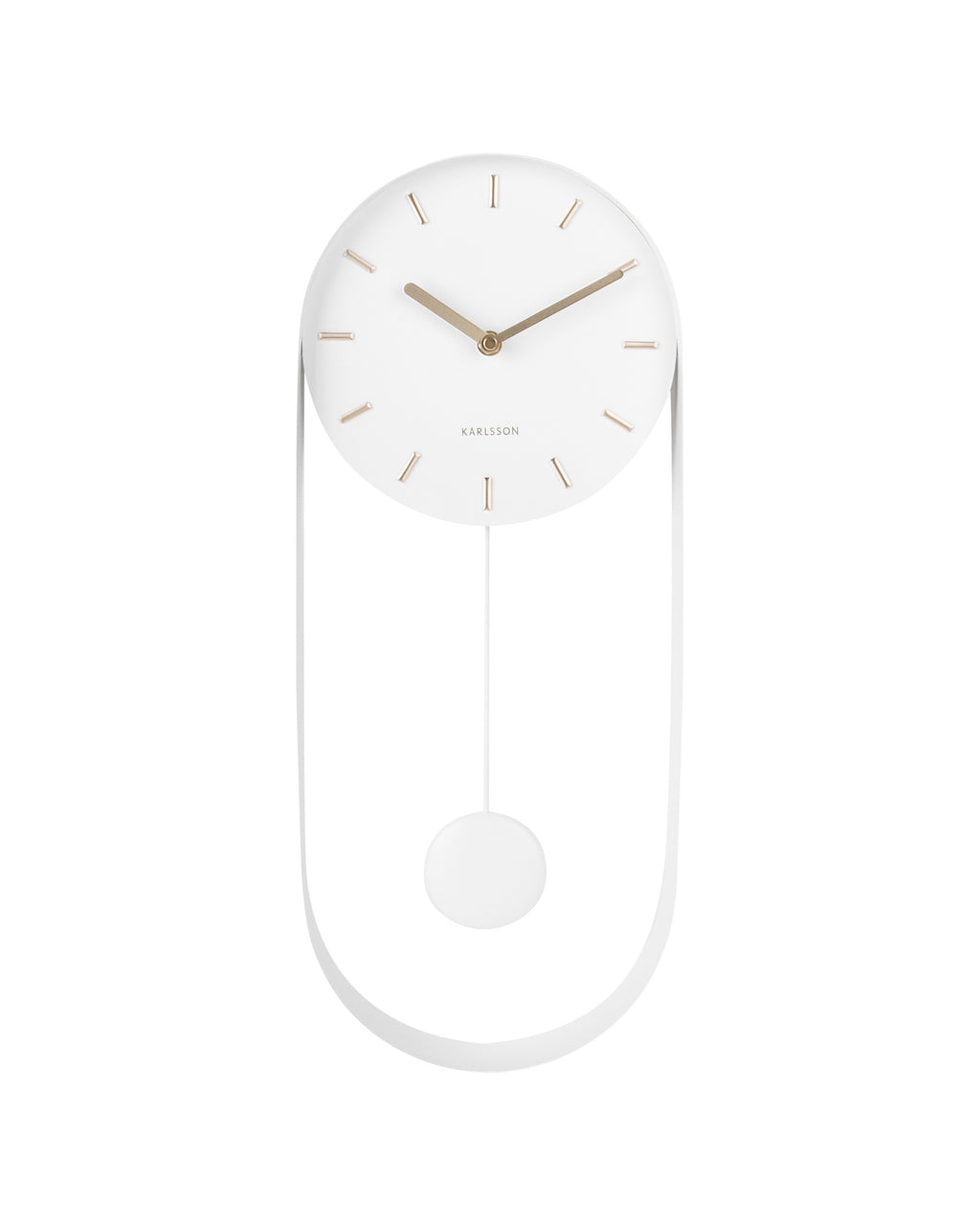 Karlsson wandklok Pendulum Charm, staal wit, vooraanzicht