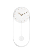 Karlsson wandklok Pendulum Charm, staal wit, vooraanzicht
