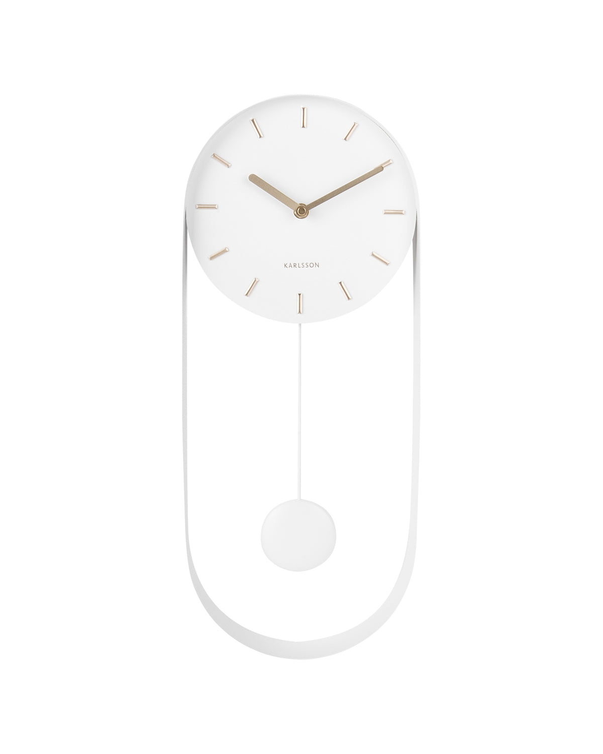 Karlsson wandklok Pendulum Charm, staal wit, vooraanzicht