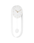 Karlsson wandklok Pendulum Charm, staal wit, schuin vooraanzicht