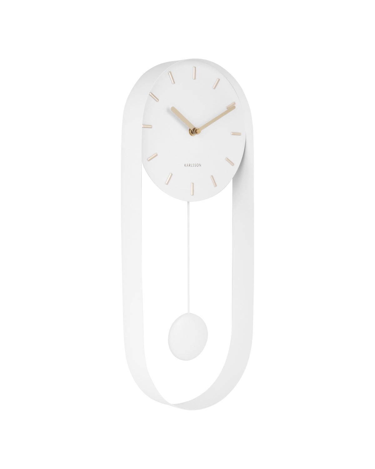 Karlsson wandklok Pendulum Charm, staal wit, schuin vooraanzicht