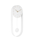 Karlsson wandklok Pendulum Charm, staal wit, schuin vooraanzicht