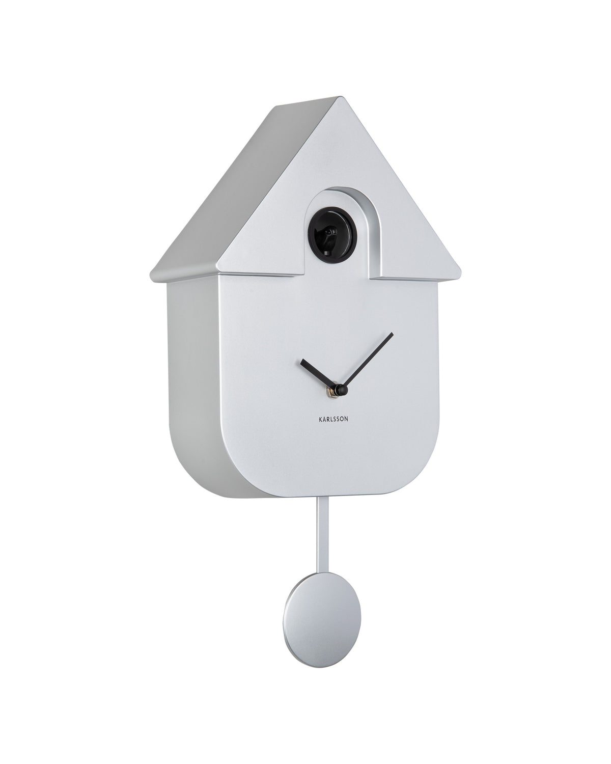 Karlsson koekoeksklok Modern Cuckoo, zilver abs metallic, vooraanzicht