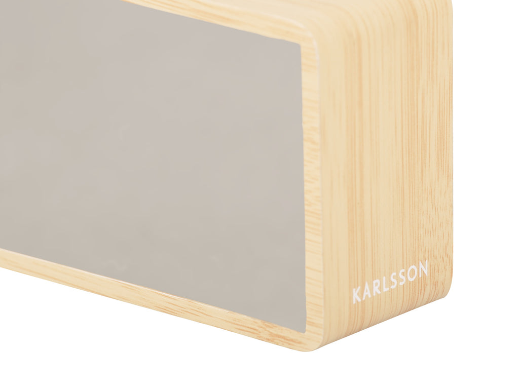 Karlsson wekker Silver Mirror LED, licht houtfineer, detail