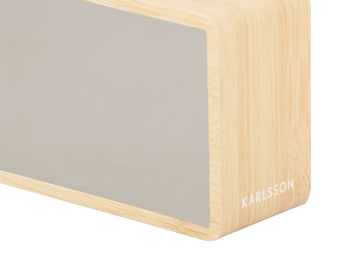 Karlsson wekker Silver Mirror LED, licht houtfineer, detail