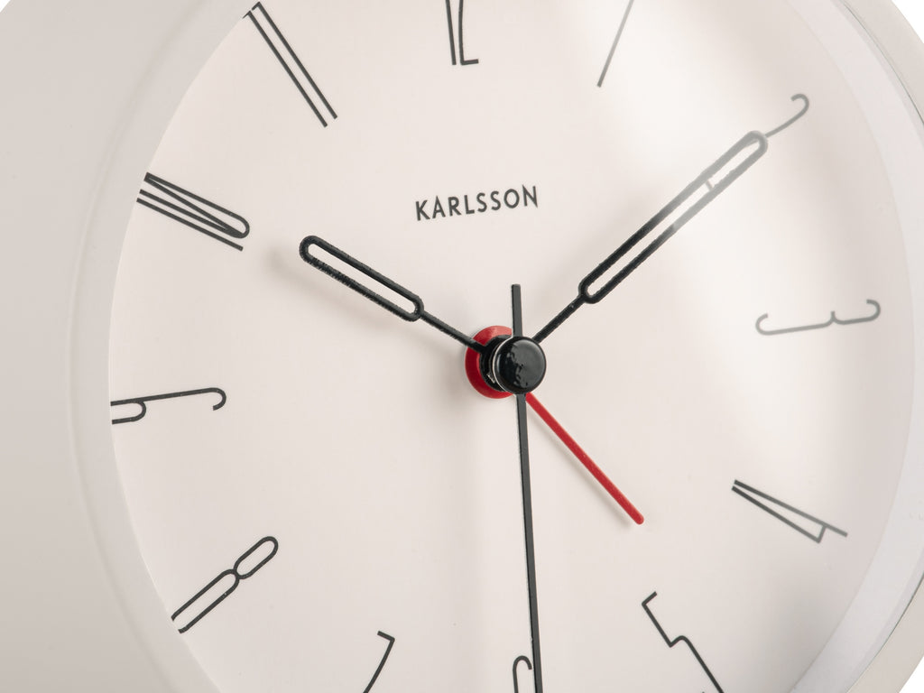 Karlsson wekker Belle Numbers, ijzer wit, detail