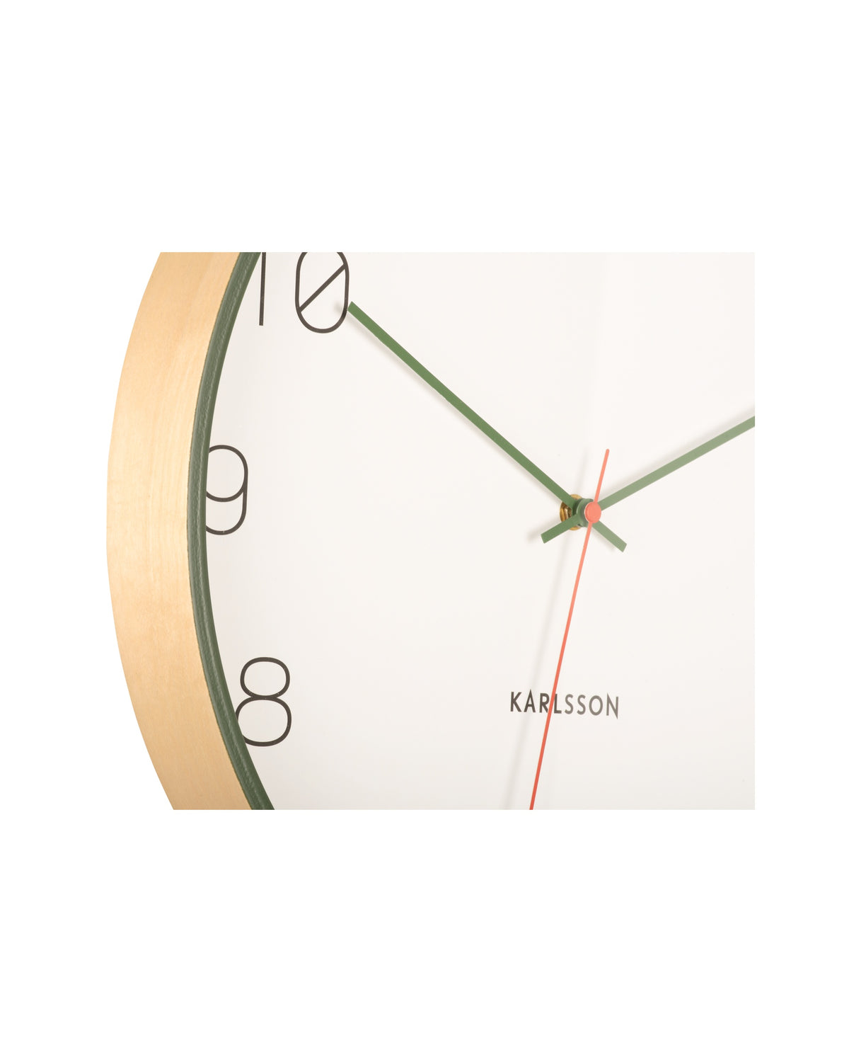 Karlsson wandklok Joy, hout groen, detail