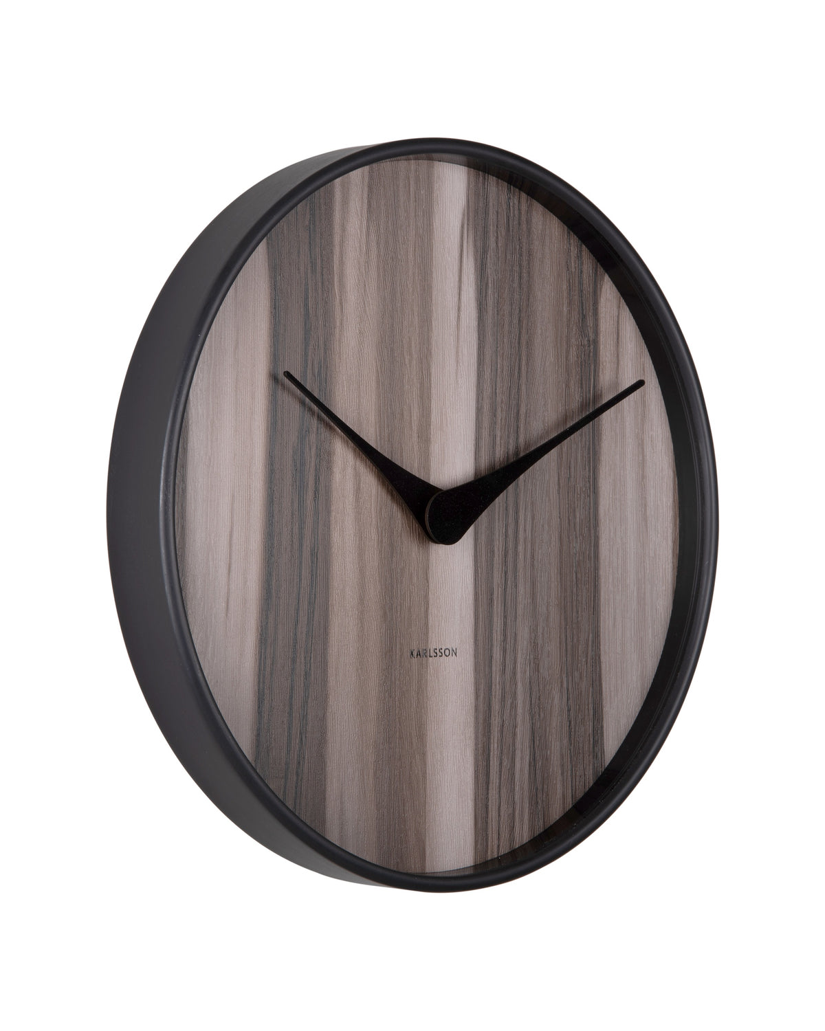 Karlsson wandklok Wood Melange, donker hout, schuin aanzicht