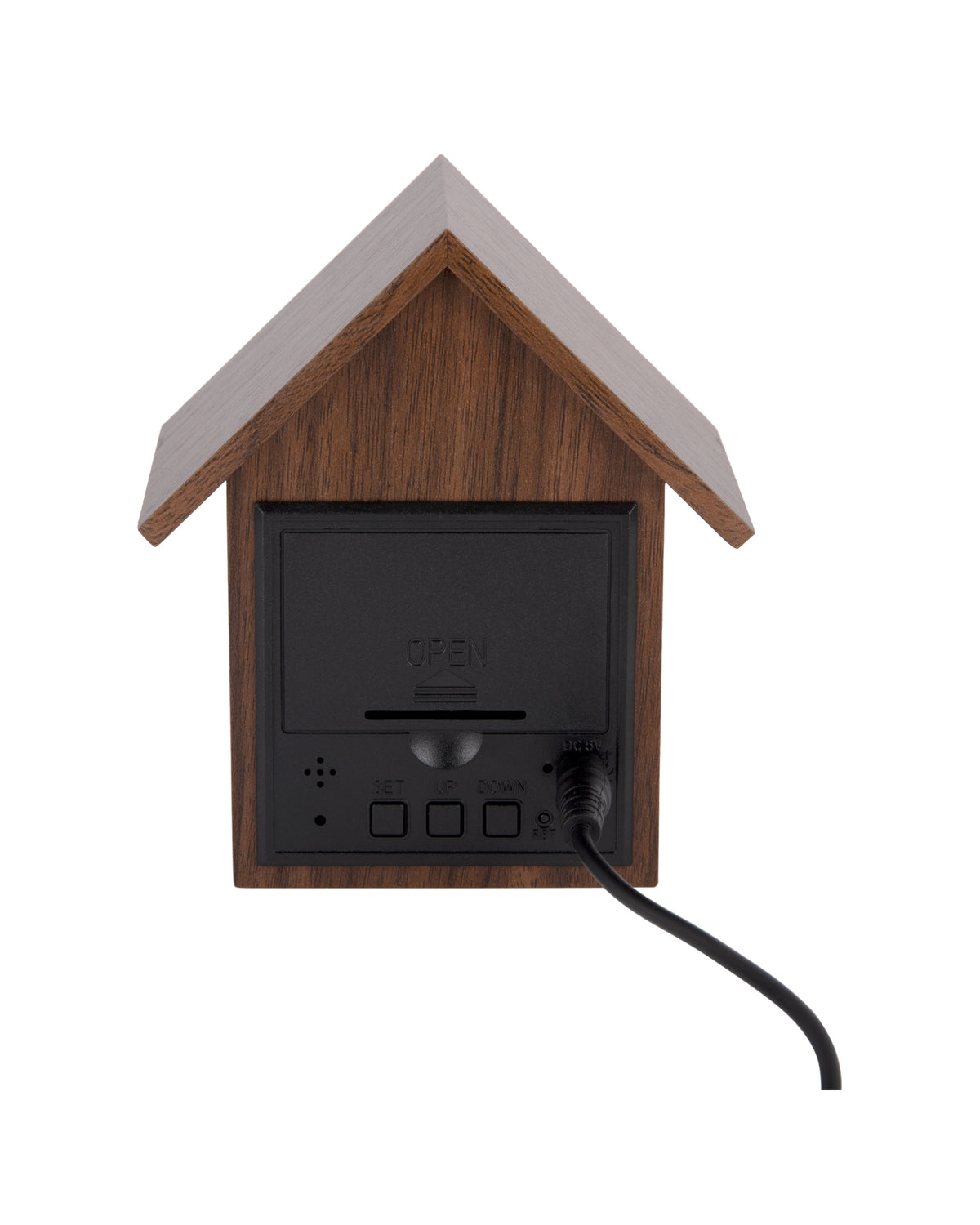 Karlsson wekker House Led, donker hout fineer, zijaanzicht
