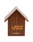 Karlsson wekker House Led, donker hout fineer, schuin aanzicht