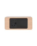 Karlsson wekker Block LED met draadloze oplader, licht hout fineer, achterkant met knoppen en batterijvak