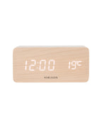 Karlsson wekker Block LED met draadloze oplader, licht hout fineer, vooraanzicht