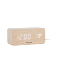 Karlsson wekker Block LED met draadloze oplader, licht hout fineer, schuin aanzicht