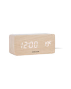 Karlsson wekker Block LED met draadloze oplader, licht hout fineer, schuin aanzicht