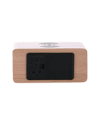 Karlsson wekker Block LED met draadloze oplader, witgewassen hout fineer, achterkant met knoppen en batterijvak