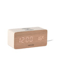 Karlsson wekker Block LED met draadloze oplader, witgewassen hout fineer, schuin vooraanzicht