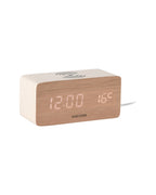 Karlsson wekker Block LED met draadloze oplader, witgewassen hout fineer, schuin vooraanzicht