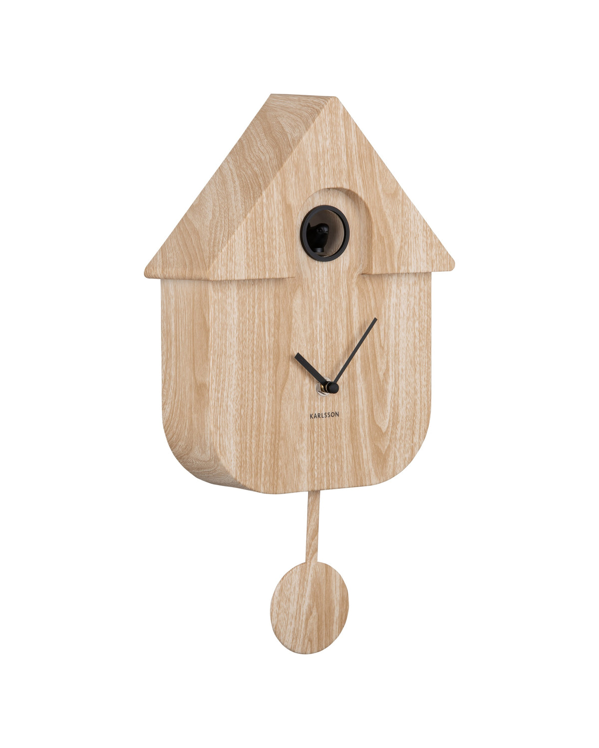 Karlsson koekoeksklok Modern Cuckoo, licht hout print, schuin aanzicht