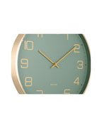 Karlsson wandklok Elegance Glow, groen, detail: gouden cijfers en wijzers
