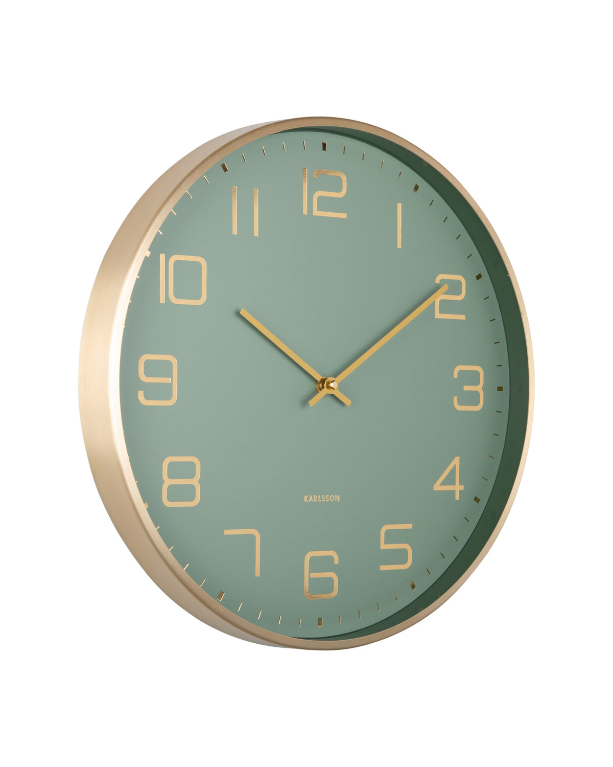 Karlsson wandklok Elegance Glow, groen, schuin aanzicht