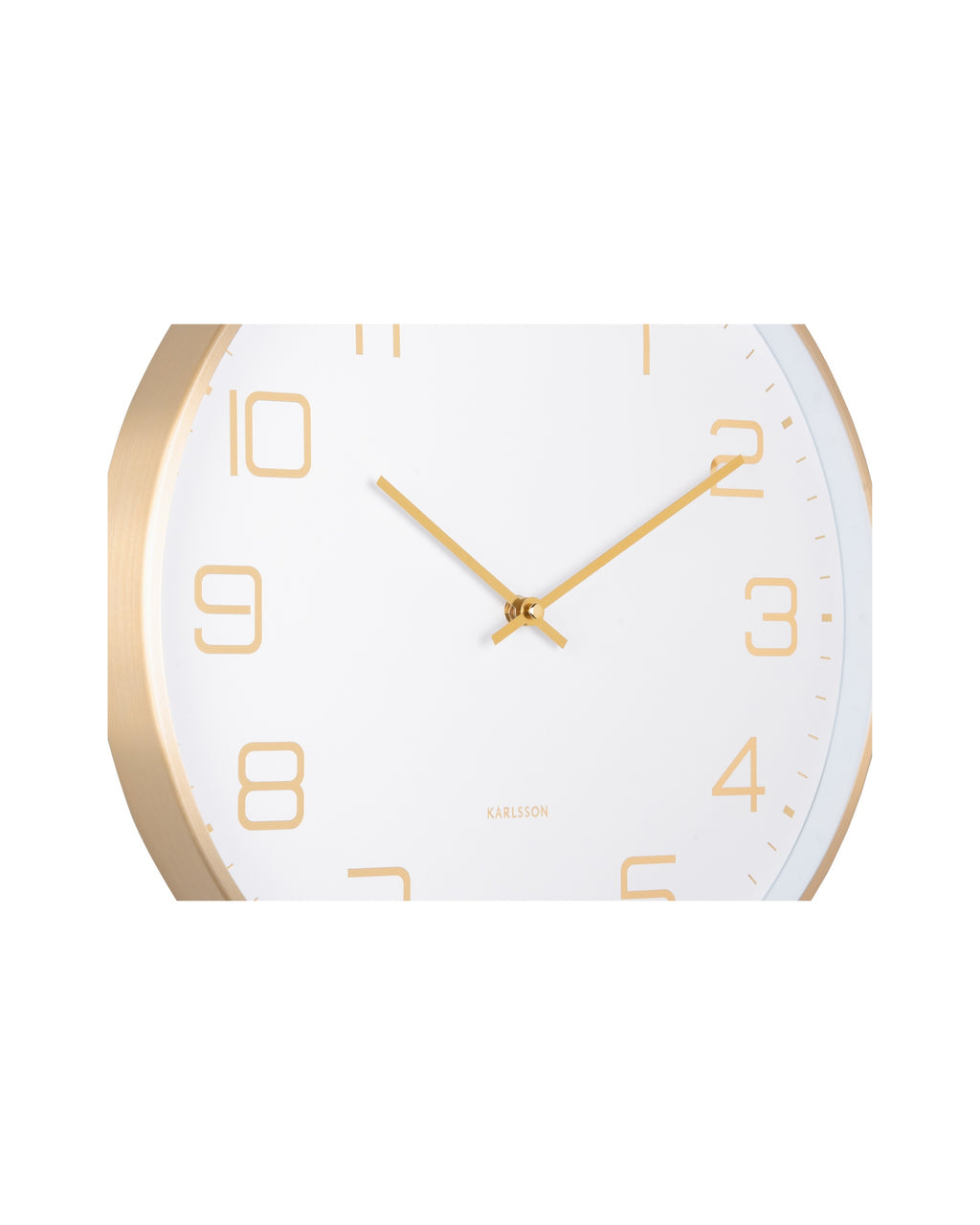 Karlsson wandklok Elegance Glow, wit, detail: gouden cijfers en wijzers