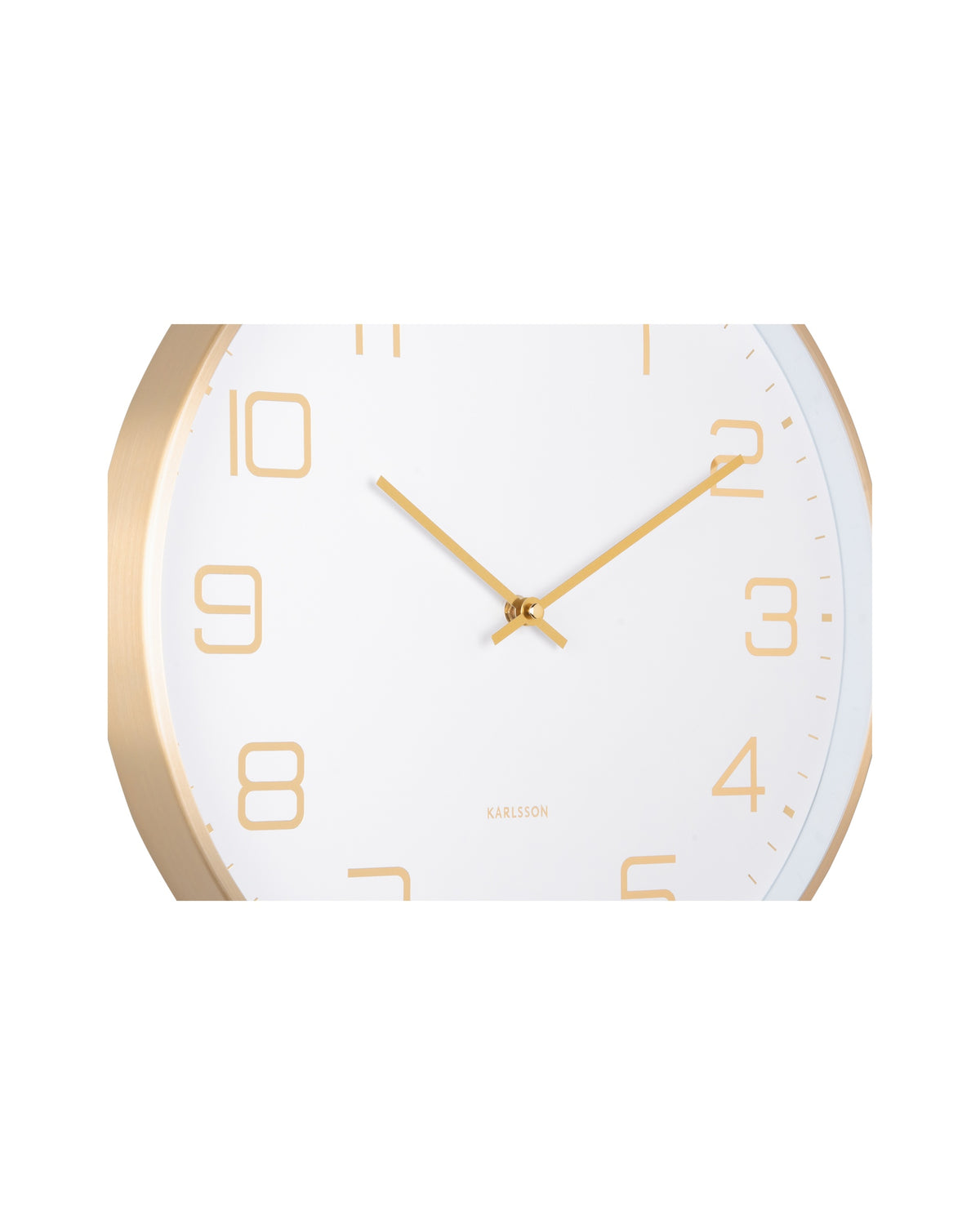 Karlsson wandklok Elegance Glow, wit, detail: gouden cijfers en wijzers