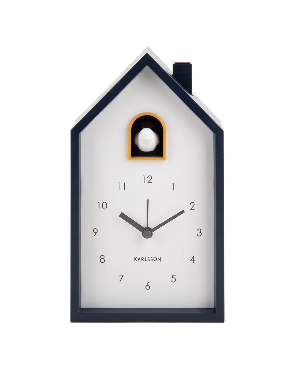 Karlsson wekker Modern Cuckoo, donkerblauw abs, vooraanzicht