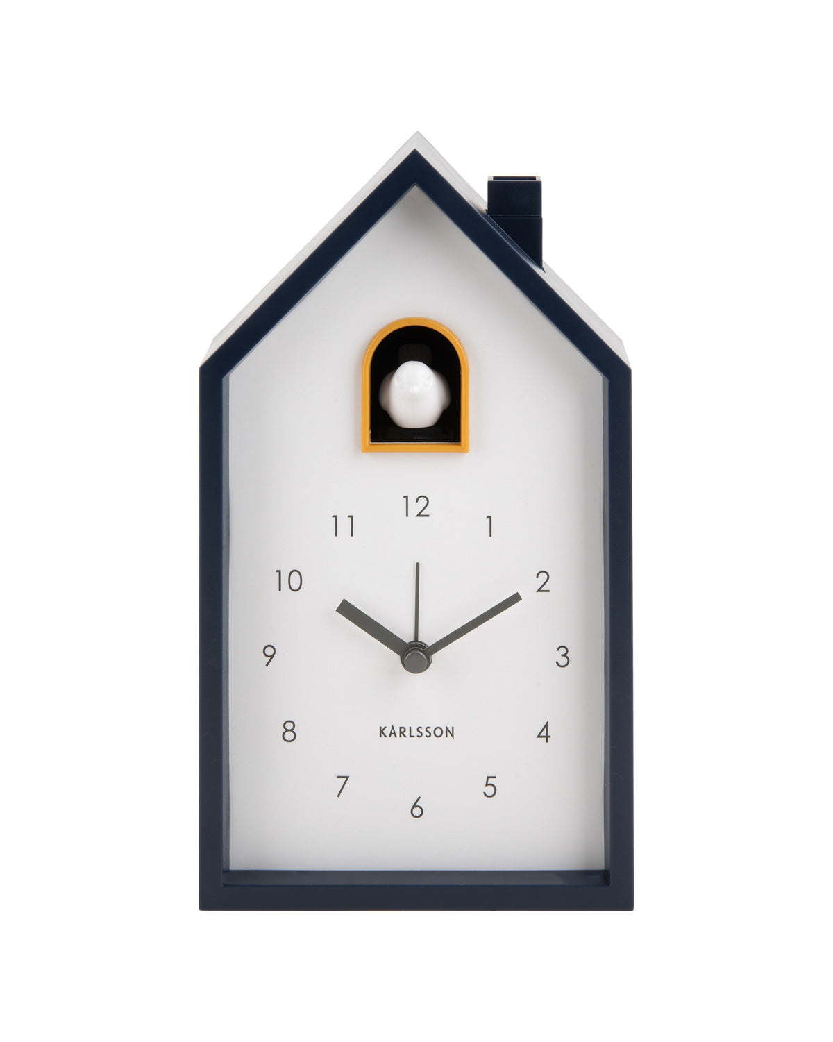 Karlsson wekker Modern Cuckoo, donkerblauw abs, vooraanzicht