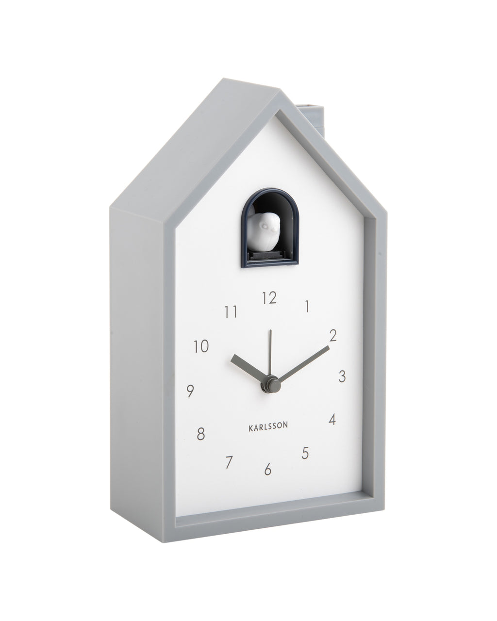 Karlsson wekker Modern Cuckoo, muisgrijs abs, schuin aanzicht