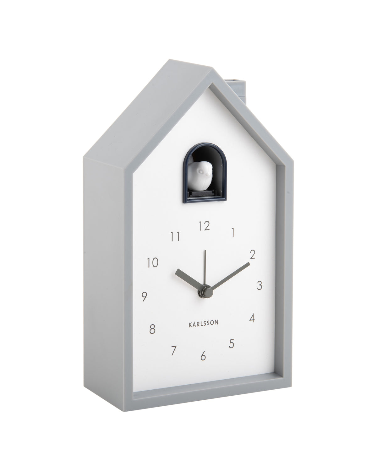 Karlsson wekker Modern Cuckoo, muisgrijs abs, schuin aanzicht
