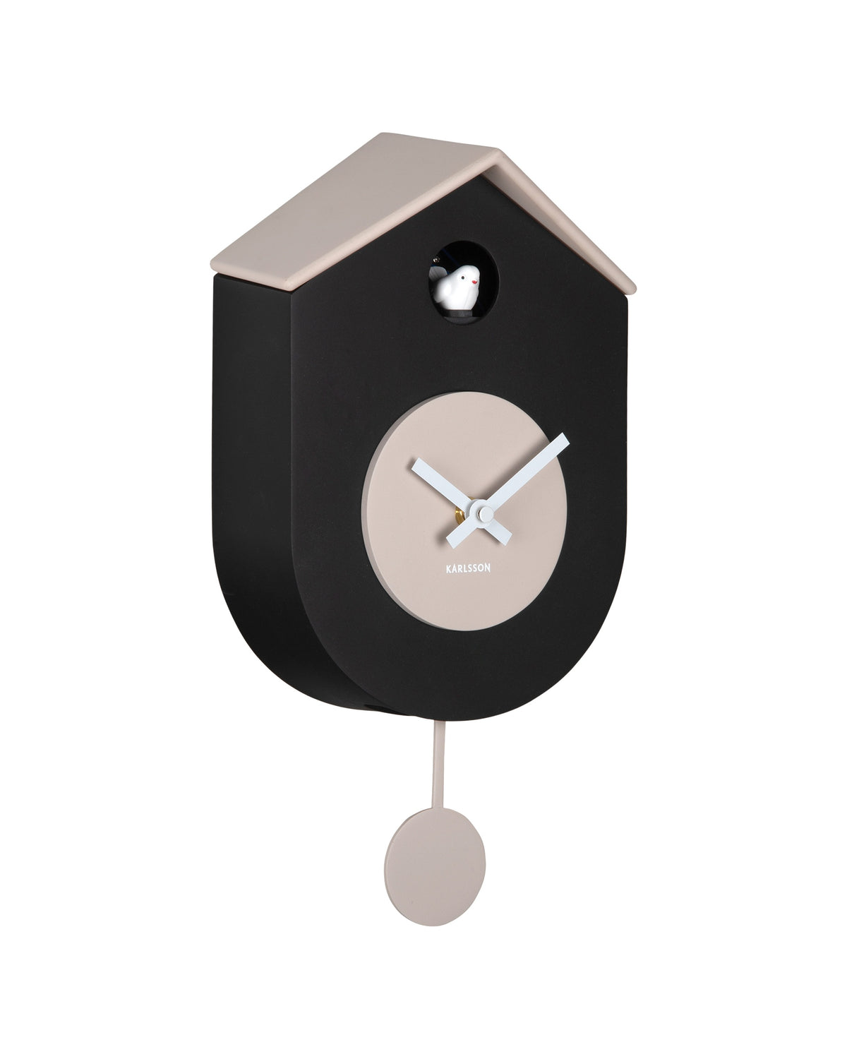Karlsson koekoeksklok Grato Cuckoo, zwart en warmgrijs, schuin aanzicht