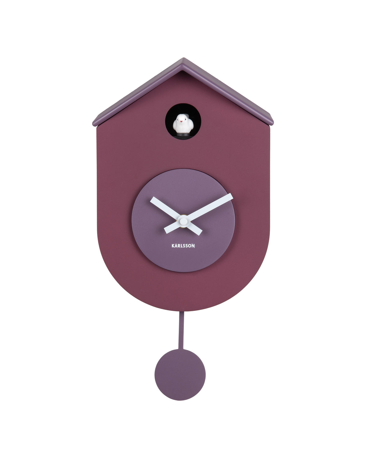 Karlsson koekoeksklok Grato Cuckoo, donker mauve en zacht lavendel, vooraanzicht