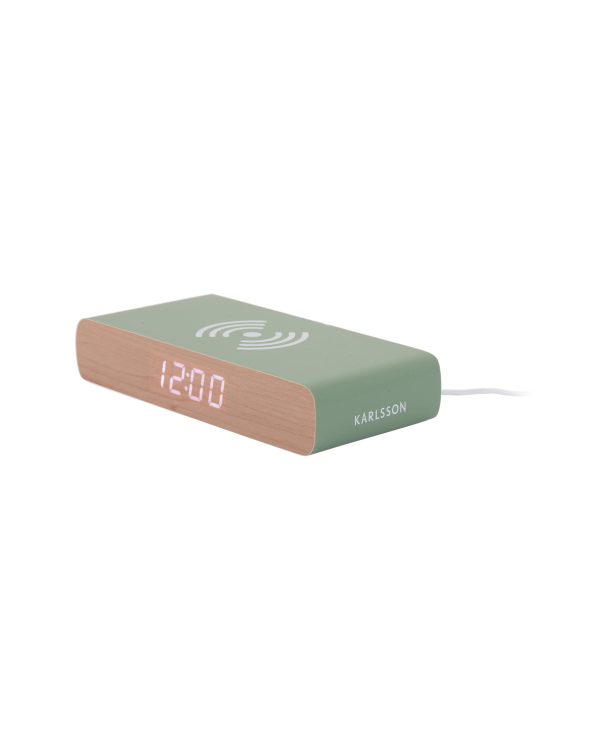 Karlsson wekker Retro Flat LED, groen, schuin aanzicht