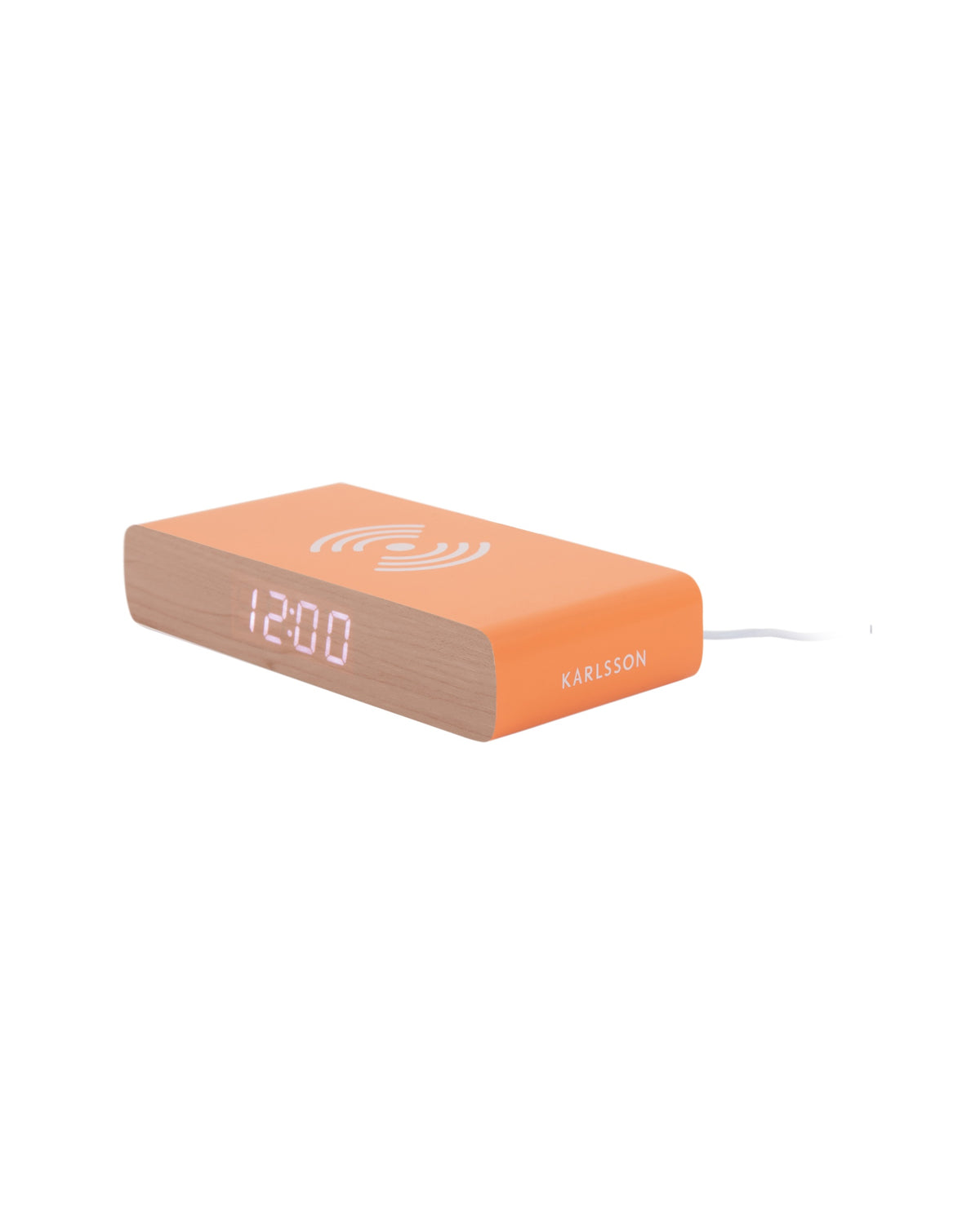 Karlsson wekker Retro Flat LED, oranje, schuin aanzicht