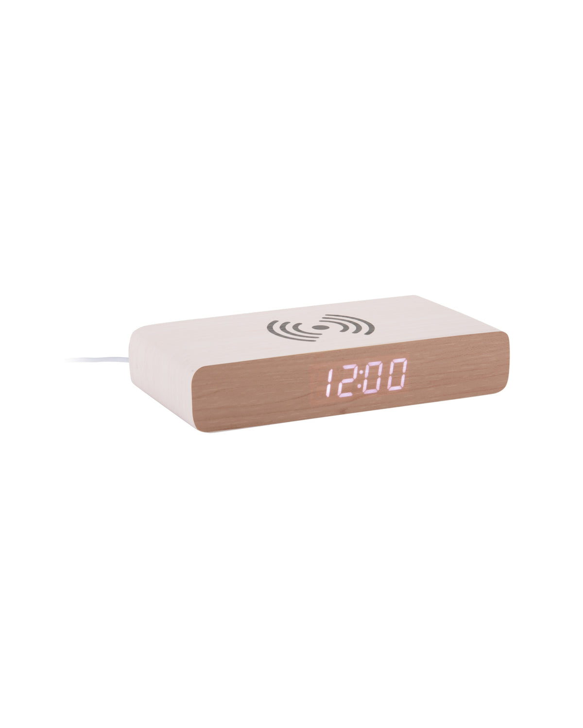 Karlsson wekker Retro Flat LED, wit, schuin aanzicht