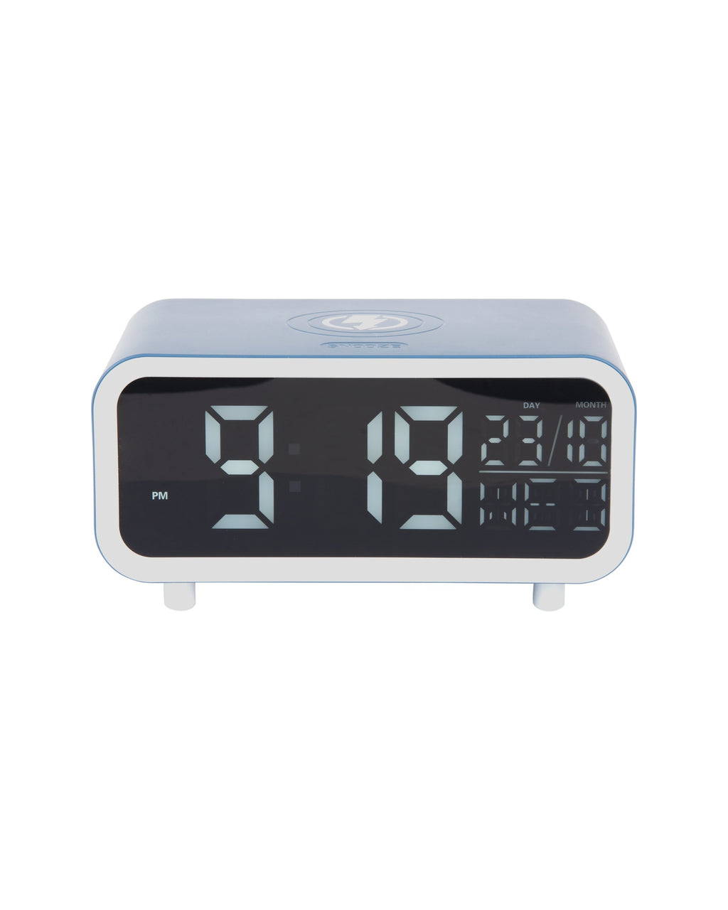 Karlsson wekker Chunky LED, blauw, draadloze oplader, vooraanzicht