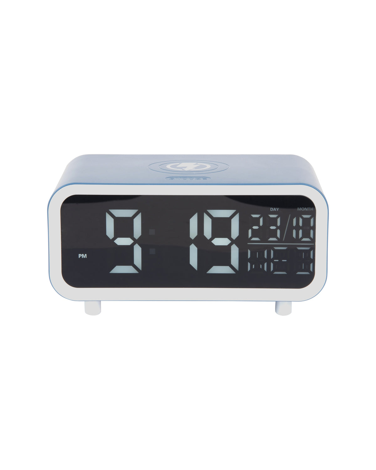 Karlsson wekker Chunky LED, blauw, draadloze oplader, vooraanzicht