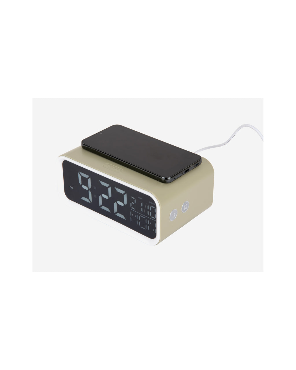 Karlsson wekker Chunky LED, groen, draadloze oplader, schuin aanzicht