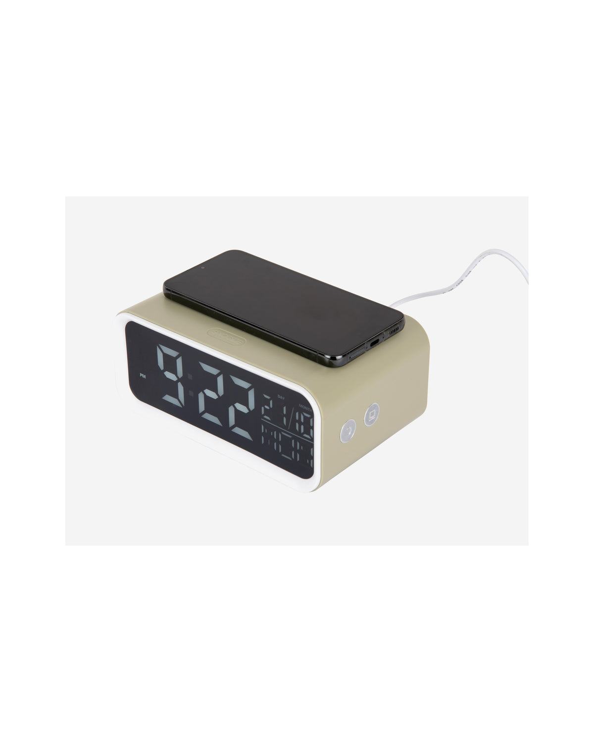 Karlsson wekker Chunky LED, groen, draadloze oplader, schuin aanzicht