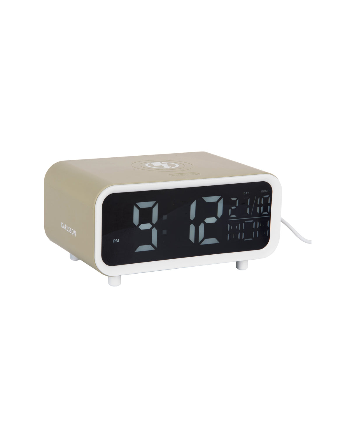 Karlsson wekker Chunky LED, groen, draadloze oplader, schuin aanzicht