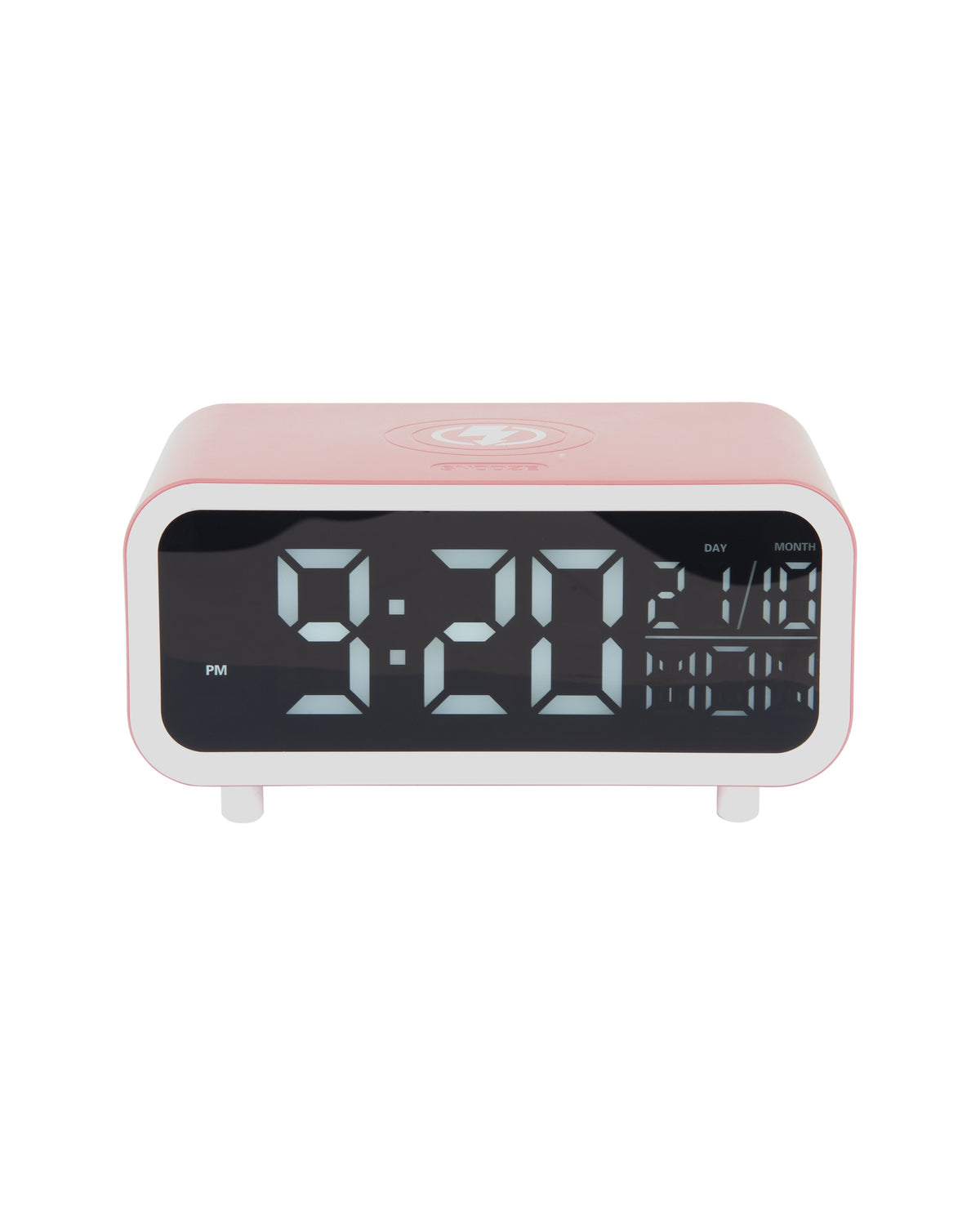 Karlsson wekker Chunky LED, roze, draadloze oplader, vooraanzicht