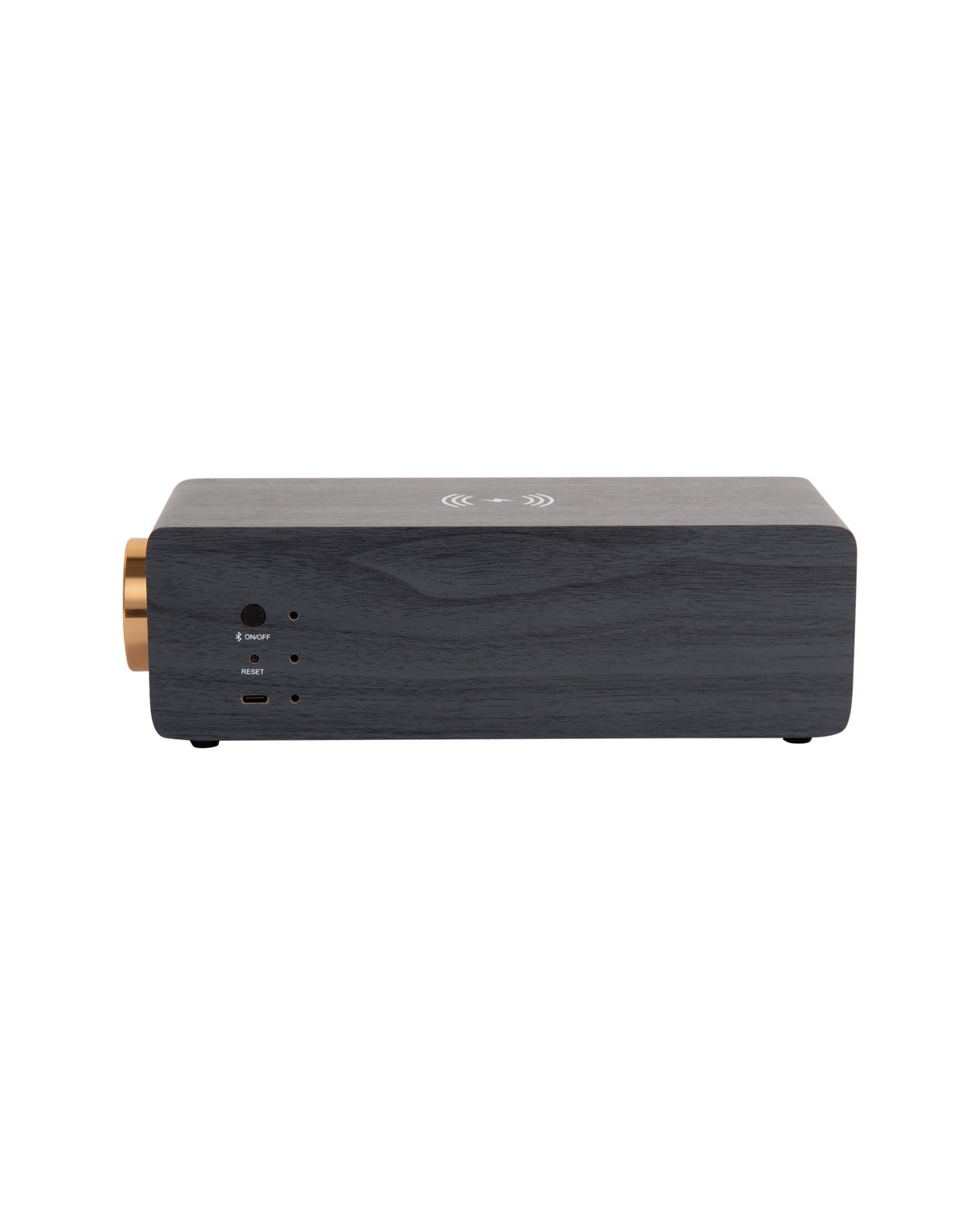 Karlsson wekkerradio Classic BT, zwart, draadloze oplader, achterkant met knoppen en batterijvak