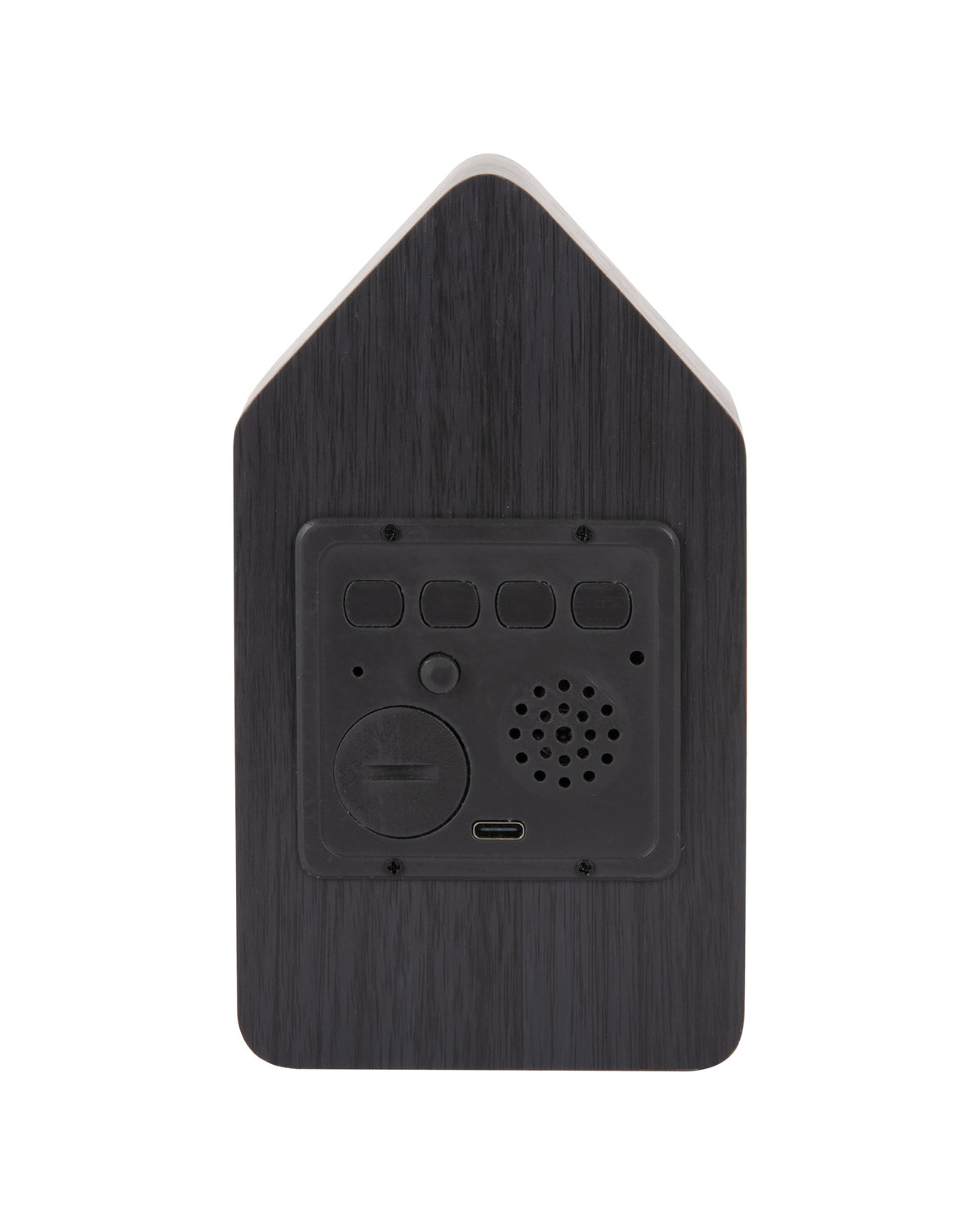 Karlsson wekker Cuckoo LED, zwart hout, achterkant